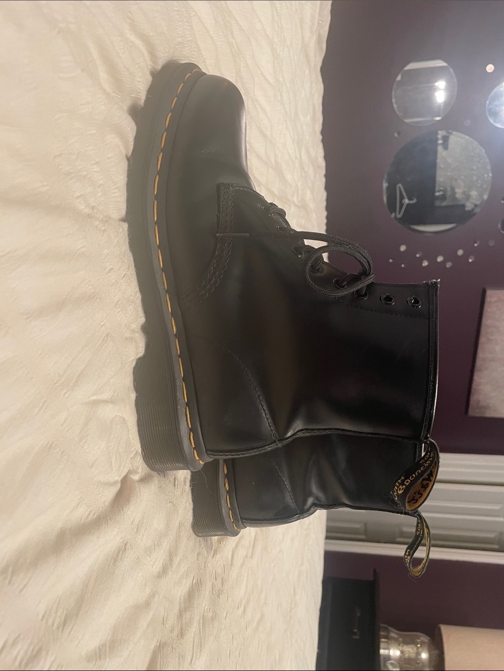 Dr. Martens Black Gloss Leather 6-Eye Lace-Up Boots